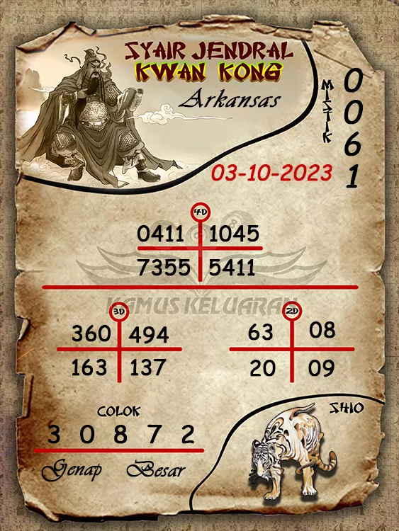 syair jendral kwan kwong arkansas 03 10 2023