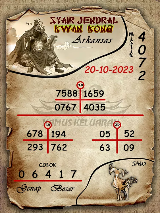 syair jendral kwan kwong arkansas 20 10  2023