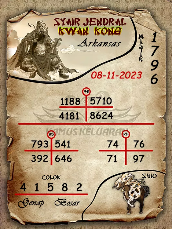 syair jendral kwan kwong arkansas 08 11 2023