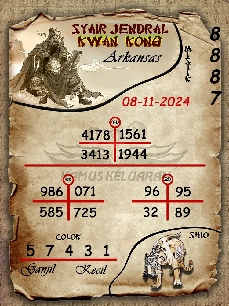 syair jendral kwan kong arkansas 08 11 2024