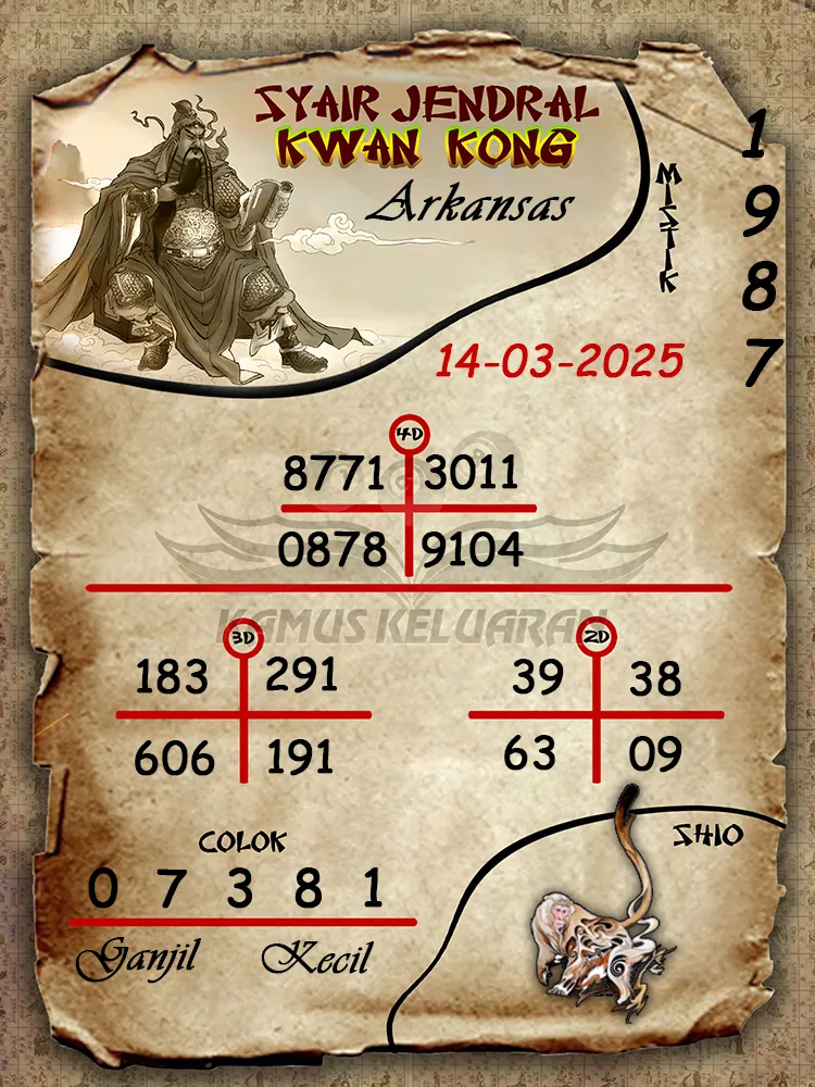 syair jendral kwan kong arkansas 14 03 2025