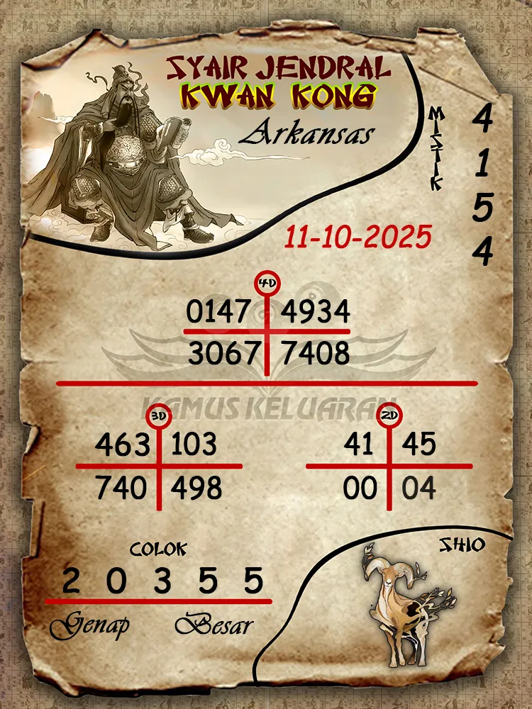 Syair Jendral Kwan Kong Arkansas 11 10 2025