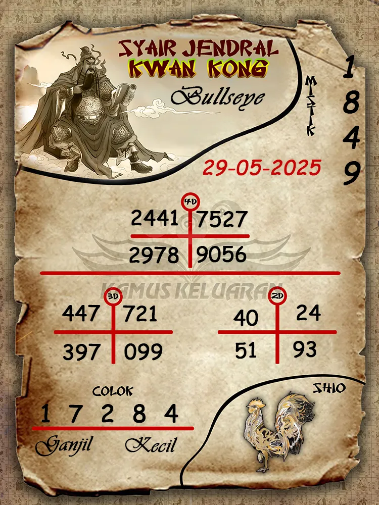 syair jendral kwan kong bullseye 29 05 2025