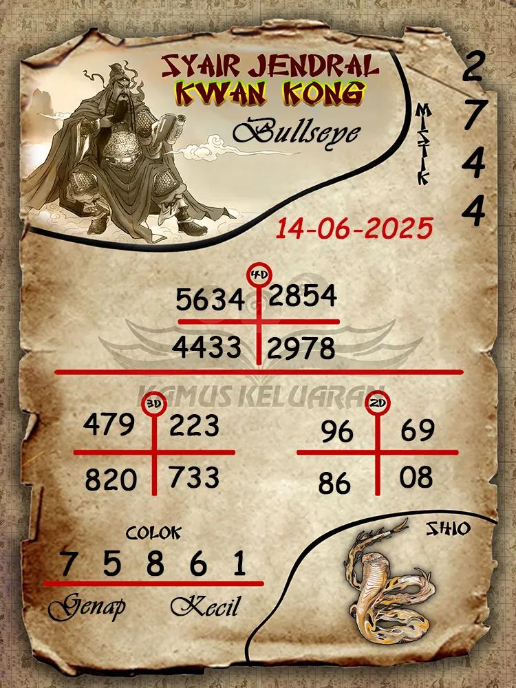 syair jendral kwan kong bullseye 14 06 2025