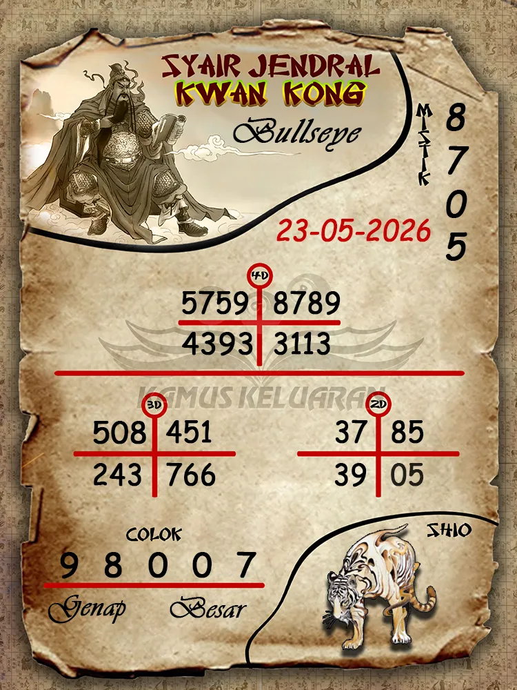 Syair Jendral Kwan Kong Bullseye 23 05 2026