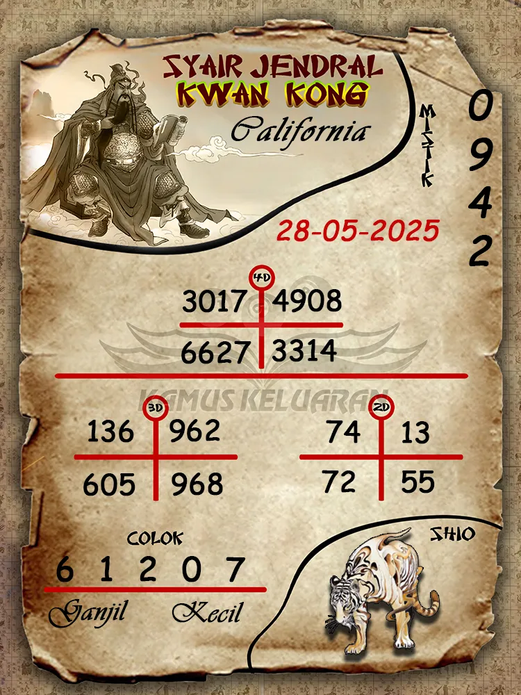syair jendral kwan kong california 28 05 2025