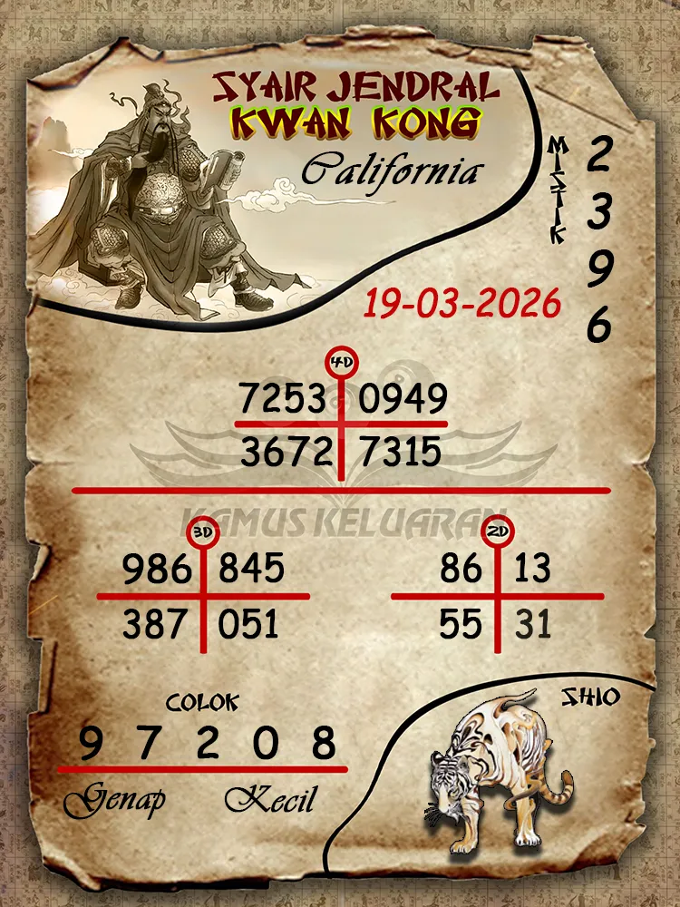 Syair Jendral Kwan Kong California 19 03 2026