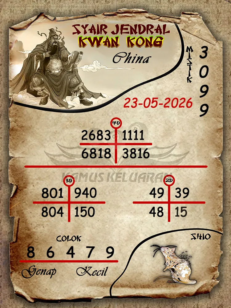 Syair Jendral Kwan Kong China 23 05 2026