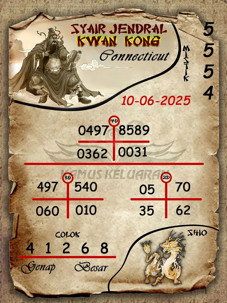 syair jendral kwan kong connecticut 10 06 2025