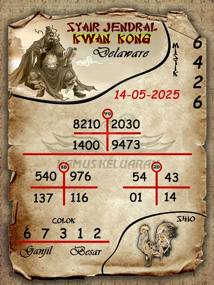 syair jendral kwan kong delaware 14 05 2025