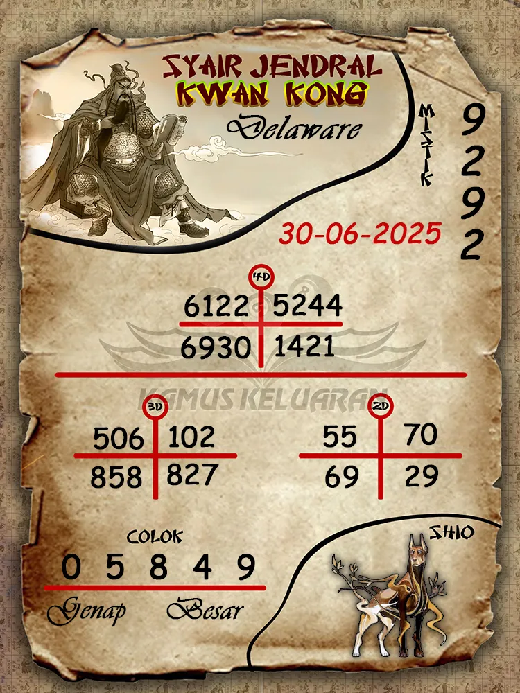 syair jendral kwan kong Delaware 30 06 2025