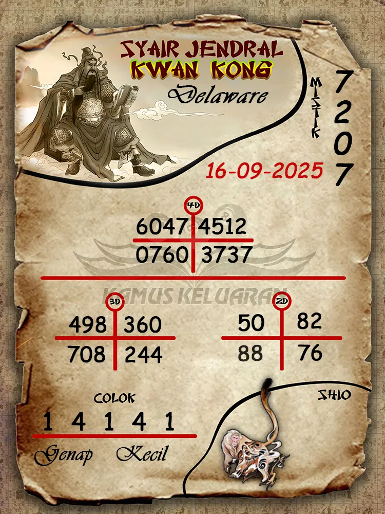 syair jendral kwan kong Delaware 16 09 2025