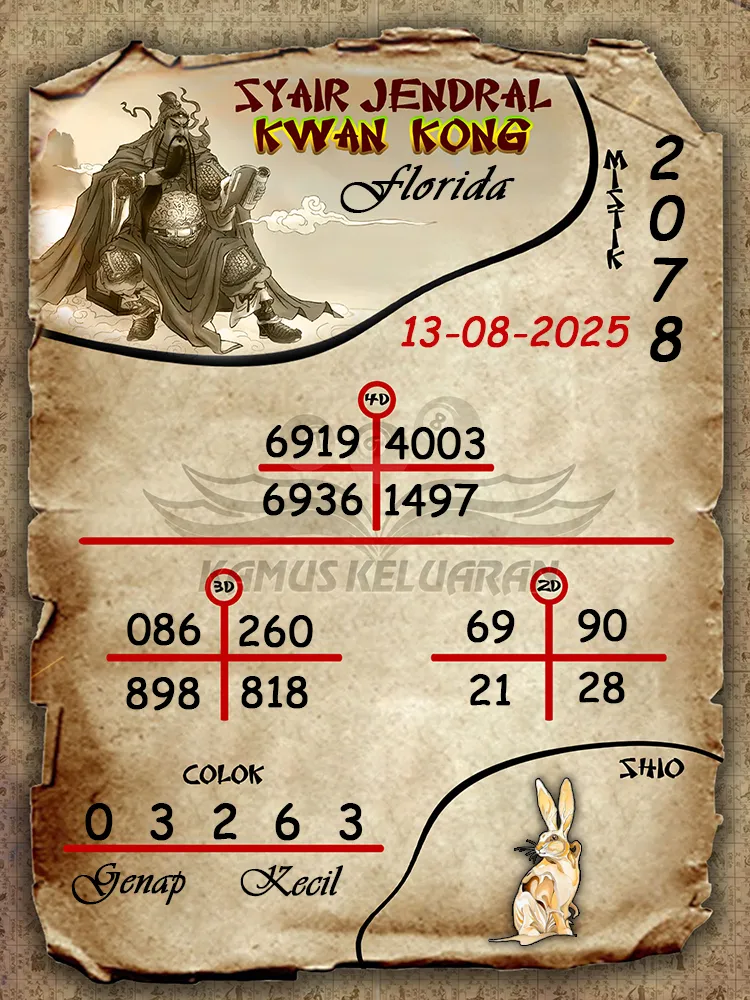 syair jendral kwan kong Florida 13 08 2025