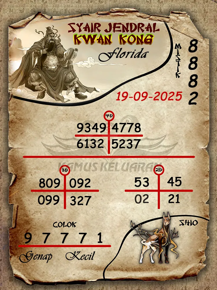 syair jendral kwan kong Florida 19 09 2025