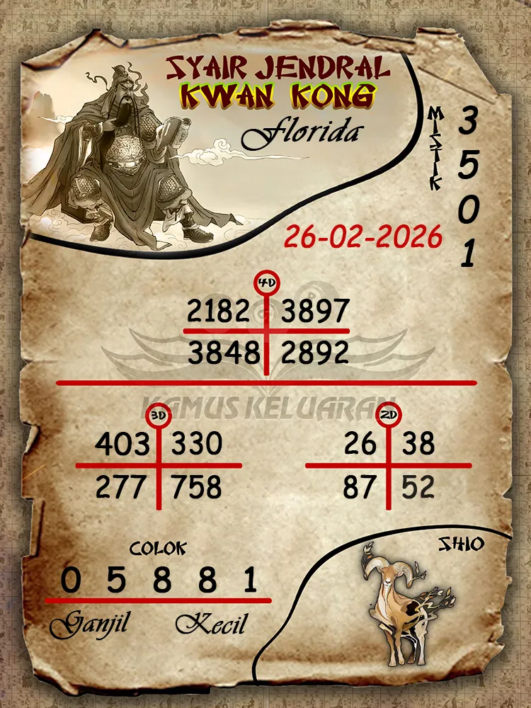 Syair Jendral Kwan Kong Florida 26 02 2026
