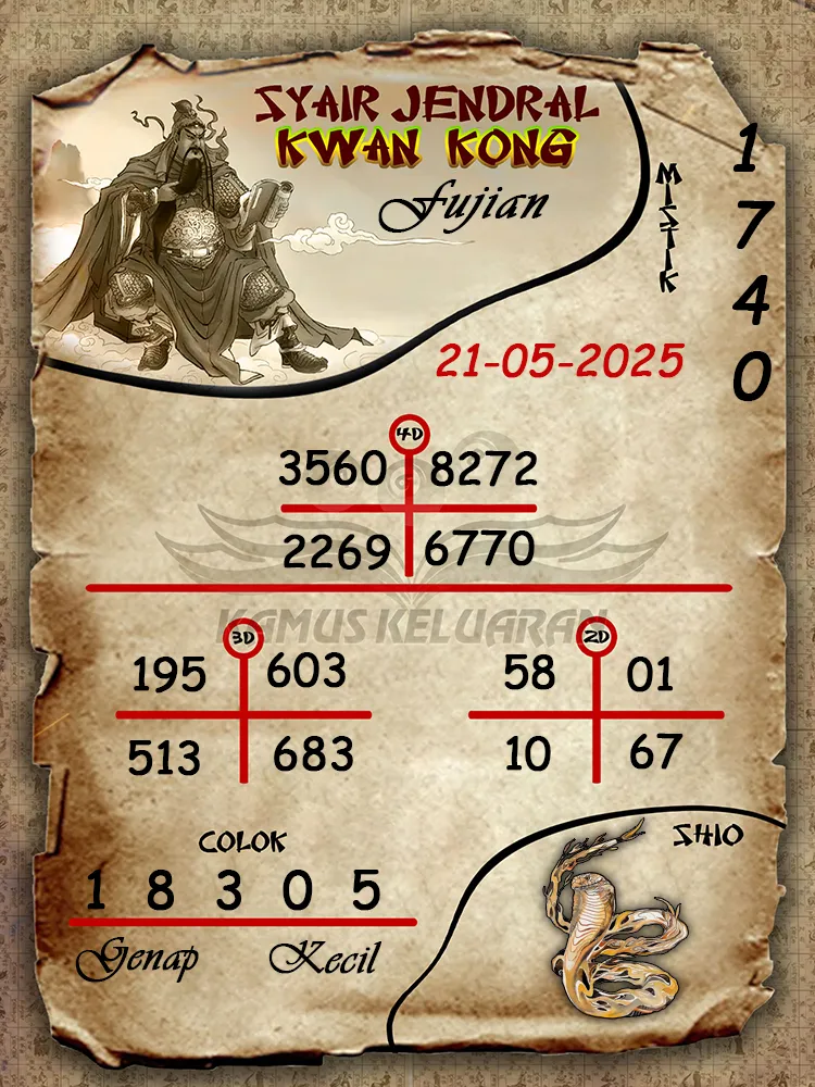 syair jendral kwan kong fujian 21 05 2025
