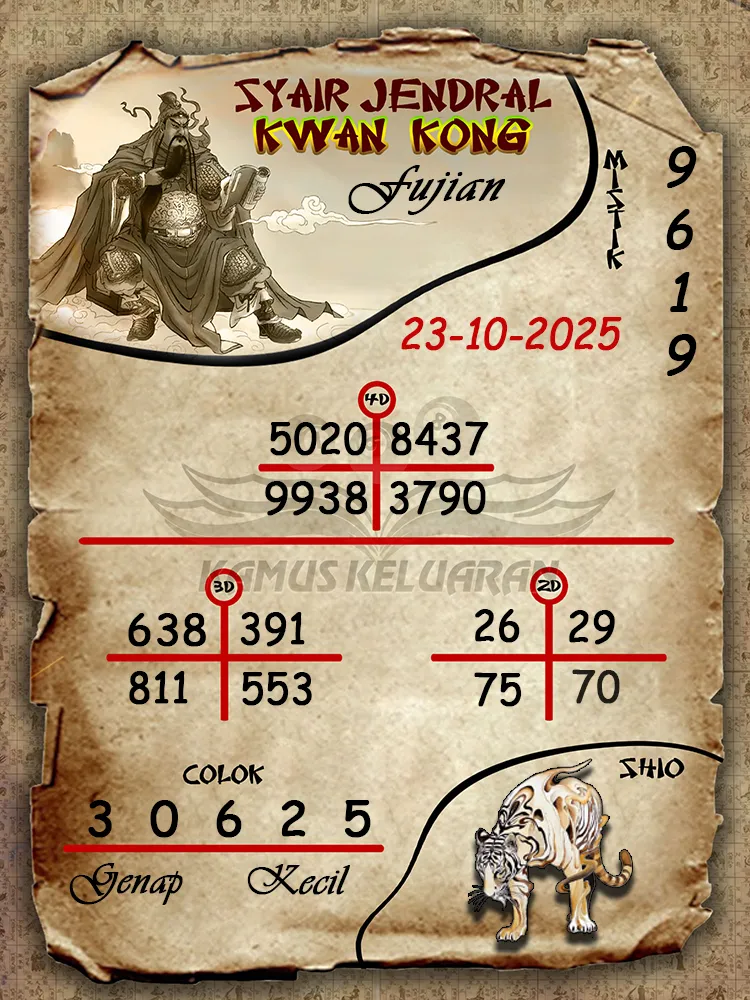 Syair Jendral Kwan Kong Fujian 23 10 2025
