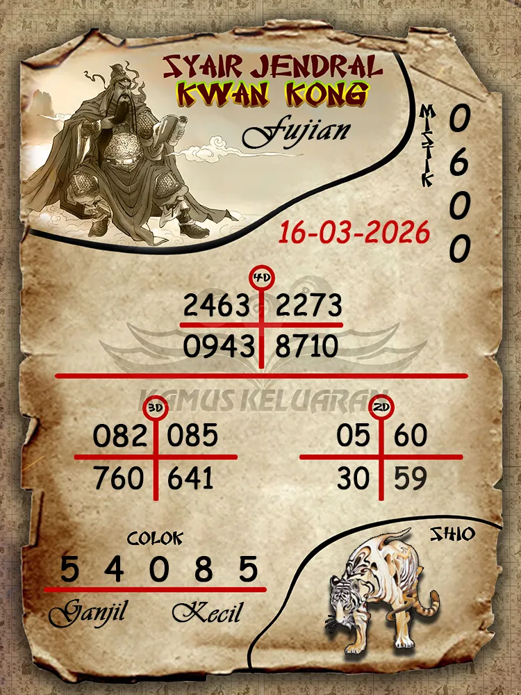 Syair Jendral Kwan Kong Fujian 16 03 2026