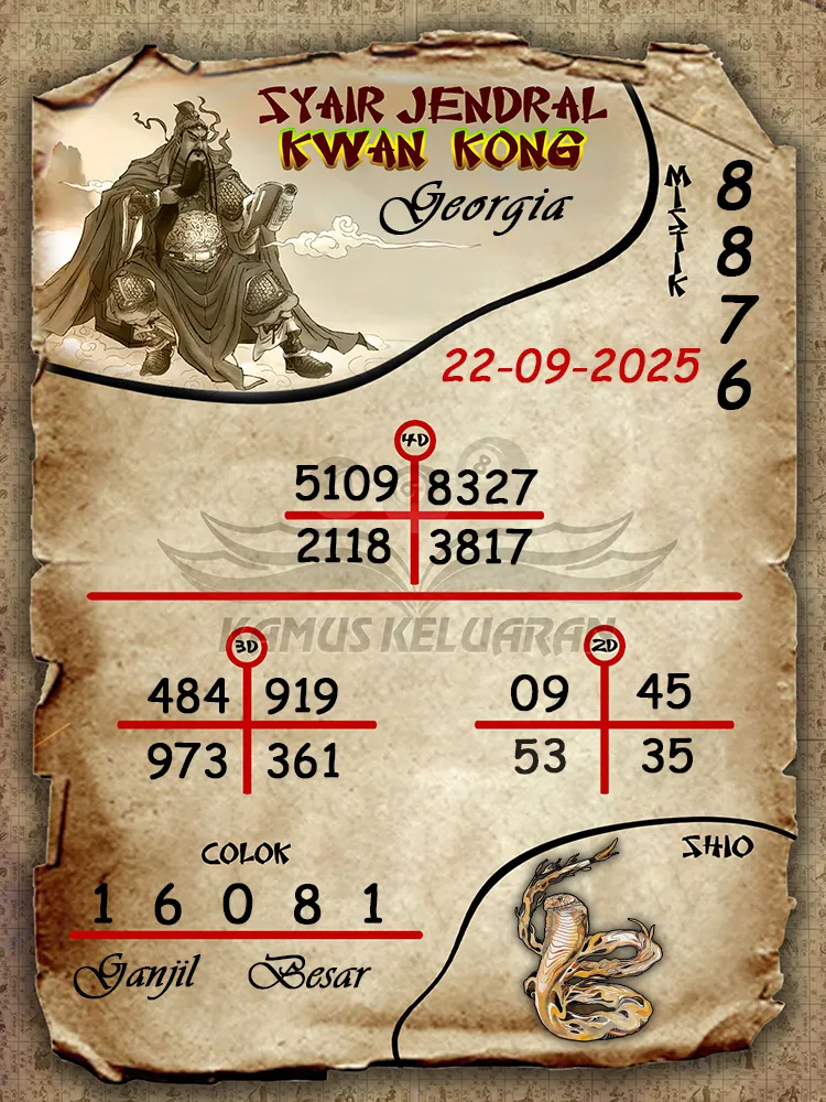 syair jendral kwan kong Georgia 22 09 2025