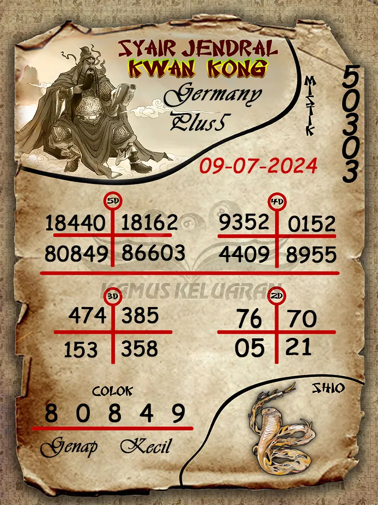 syair jendral kwan kong Germany Plus5 09 07 2025