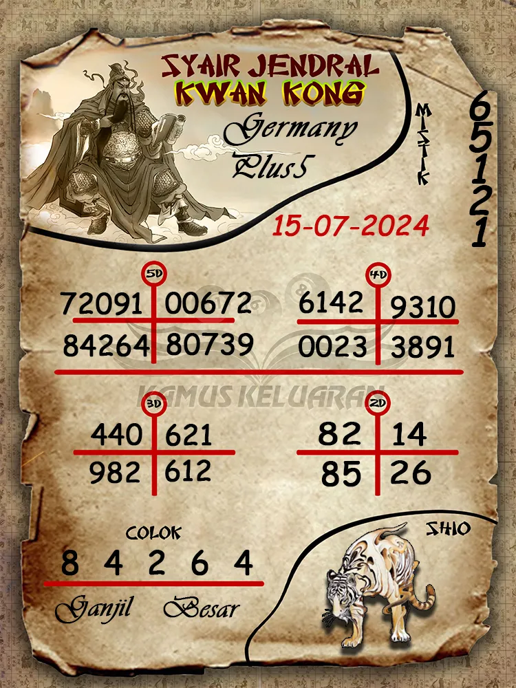 syair jendral kwan kong Germany Plus5 15 07 2025