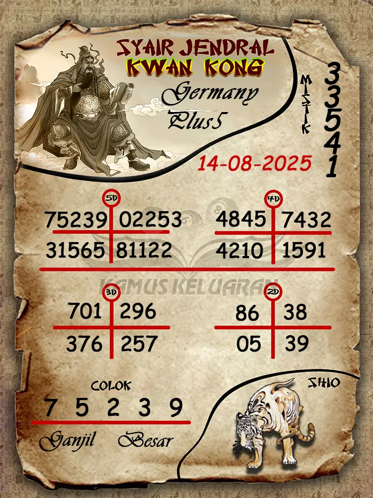 syair jendral kwan kong Germany Plus5 14 08 2025