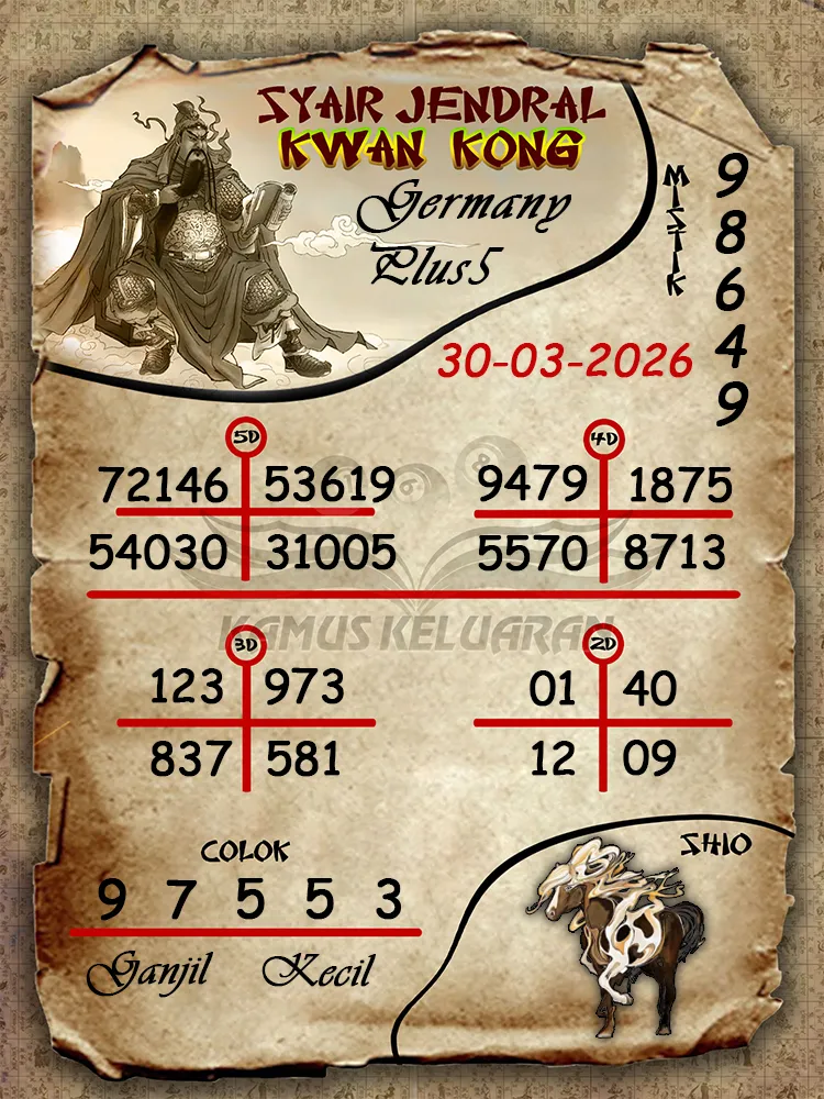 Syair Jendral Kwan Kong Germany Plus5 30 03 2026