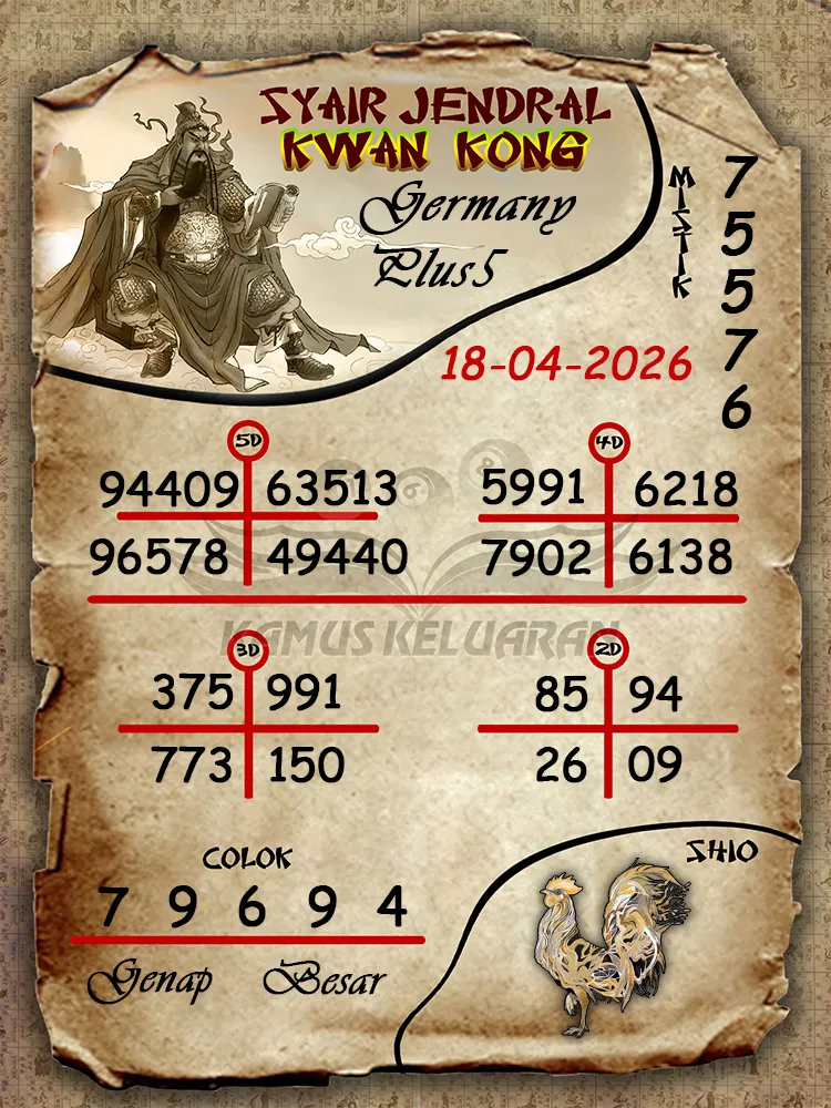 Syair Jendral Kwan Kong Germany Plus5 18 04 2026