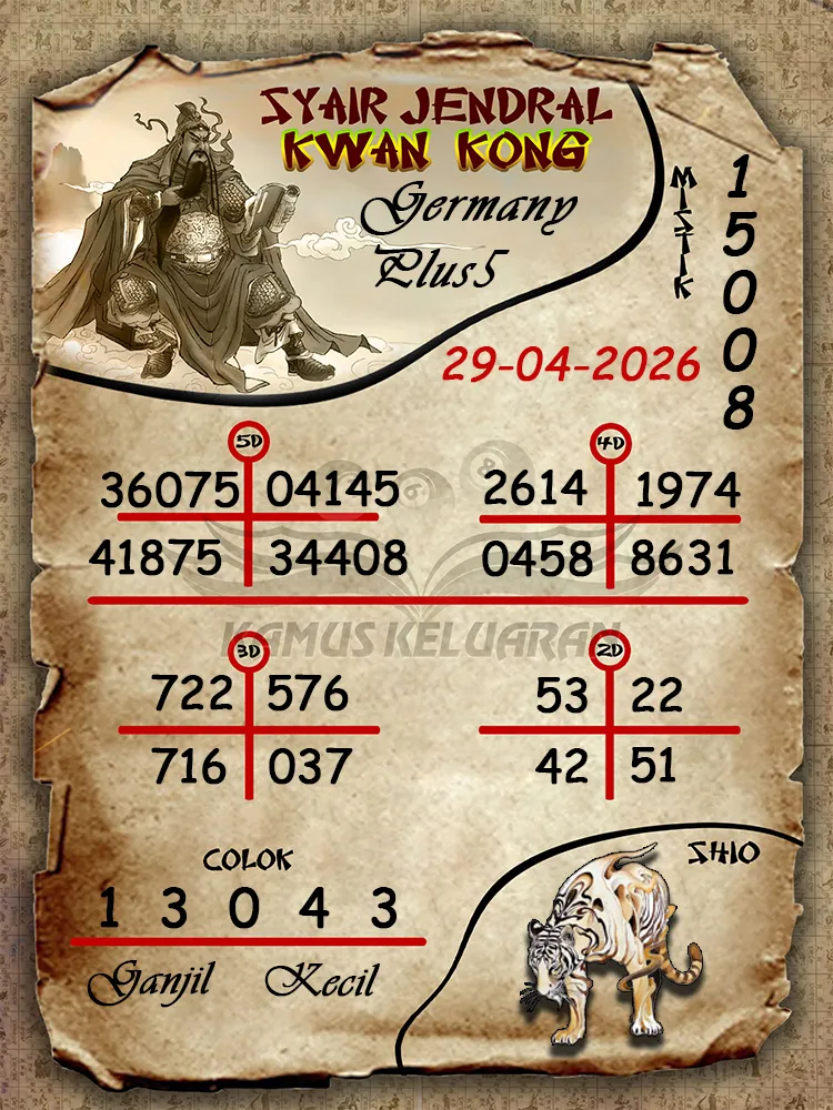 Syair Jendral Kwan Kong Germany Plus5 29 04 2026