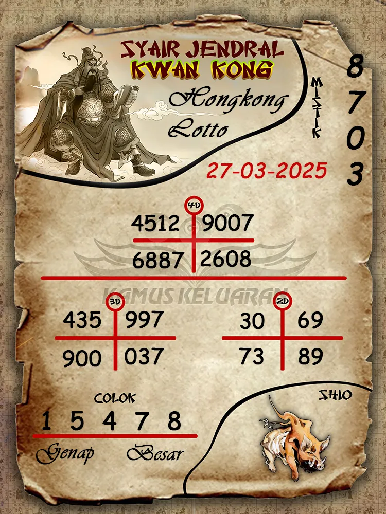 syair jendral kwan kong hongkong lotto 27 03 2025