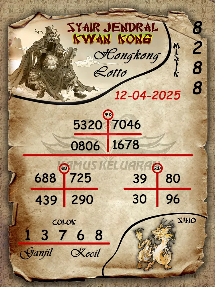 syair jendral kwan kong hongkong lotto 12 04 2025