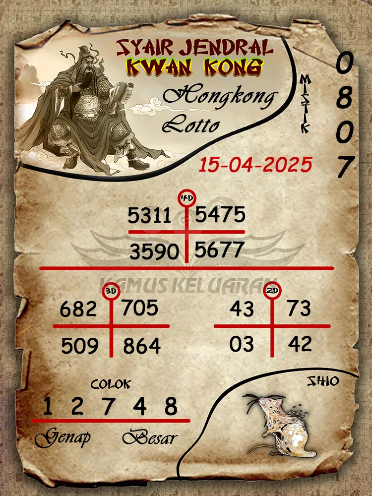 syair jendral kwan kong hongkong lotto 15 04 2025