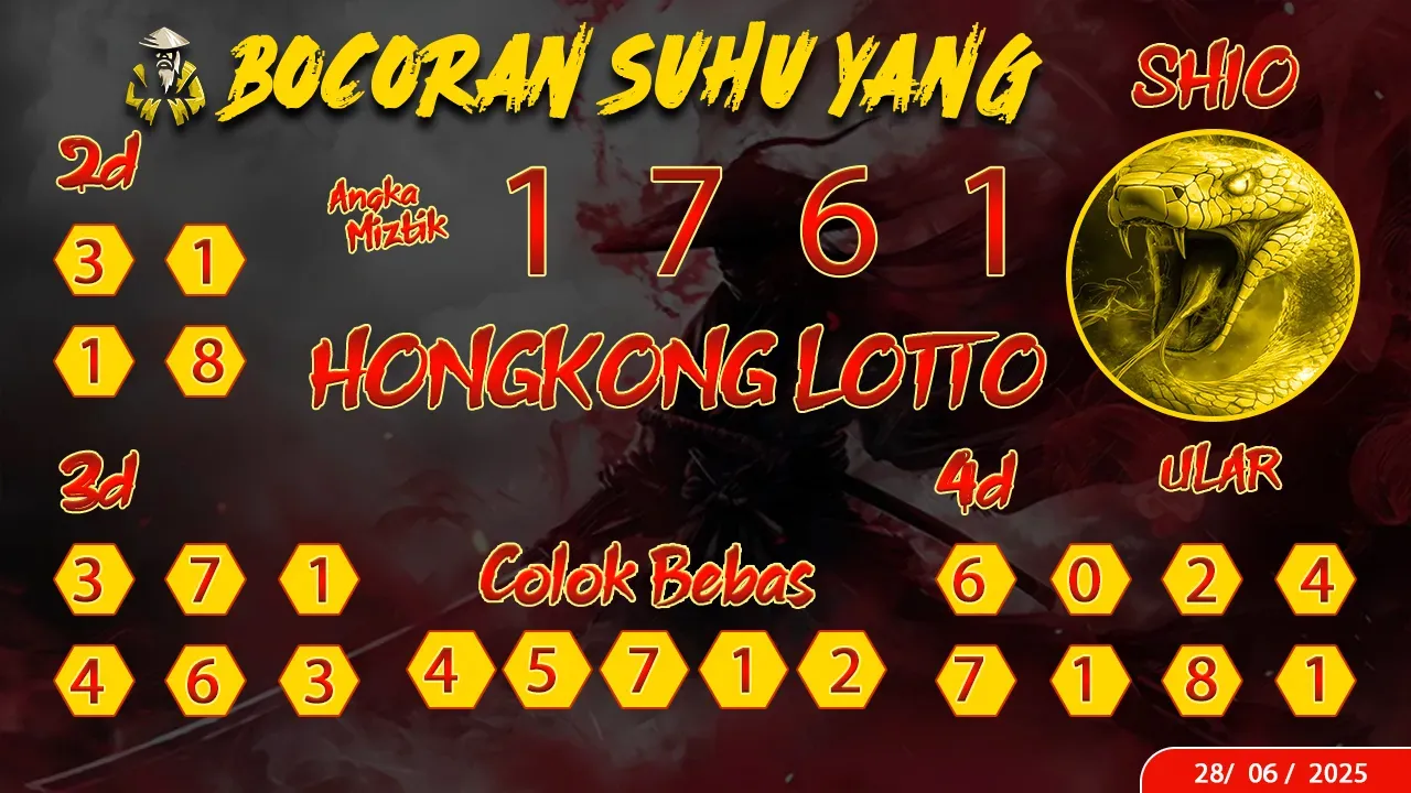 syair Bocoran Suhu Yang Hongkong Lotto 28 06 2025