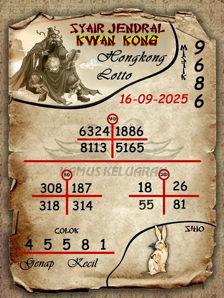 syair jendral kwan kong Hongkong Lotto 16 09 2025