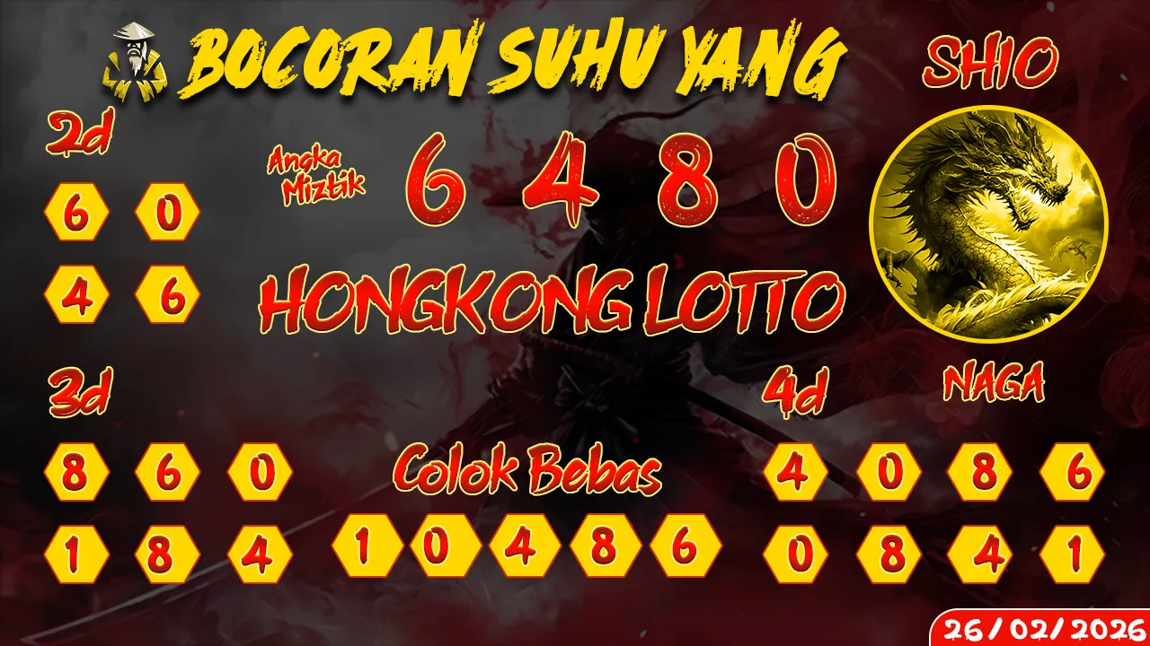 syair Bocoran Suhu Yang Hongkong Lotto 26 02 2026