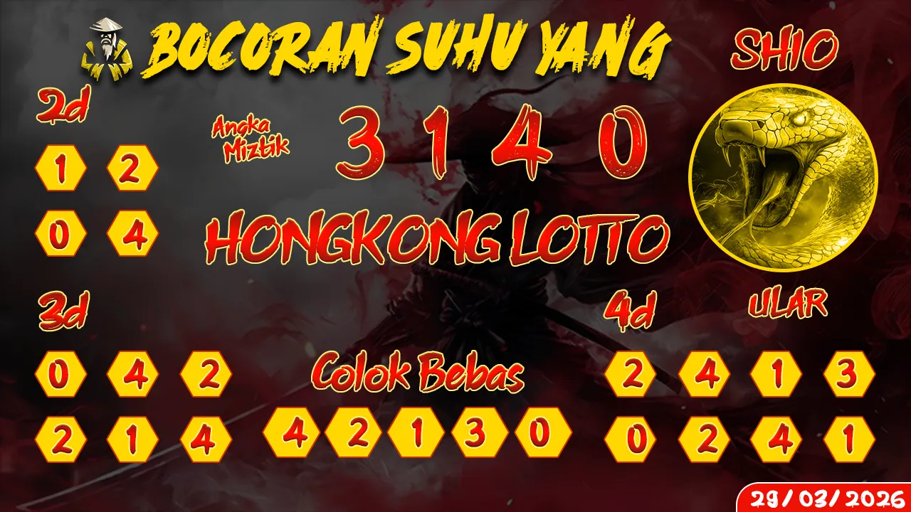 syair Bocoran Suhu Yang Hongkong Lotto 29 03 2026