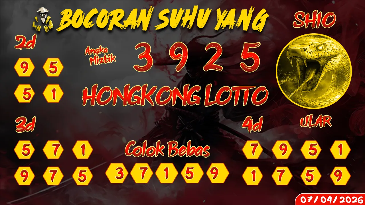 syair Bocoran Suhu Yang Hongkong Lotto 07 04 2026