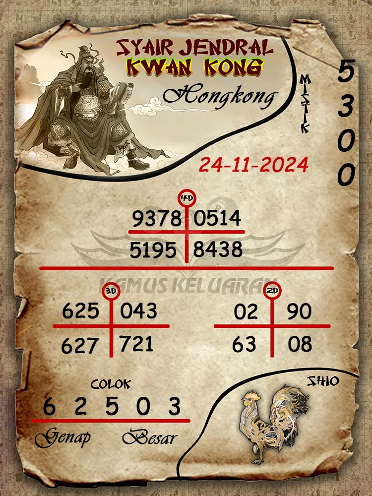 syair jendral kwan kong hongkong 24 11 2024