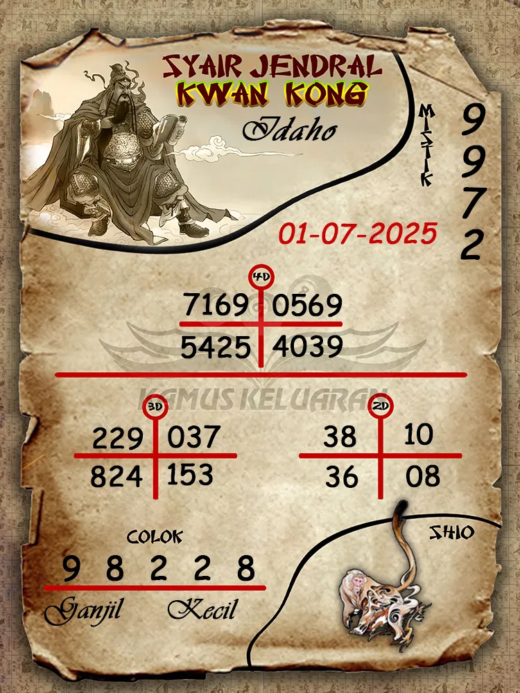 syair jendral kwan kong Idaho 01 07 2025