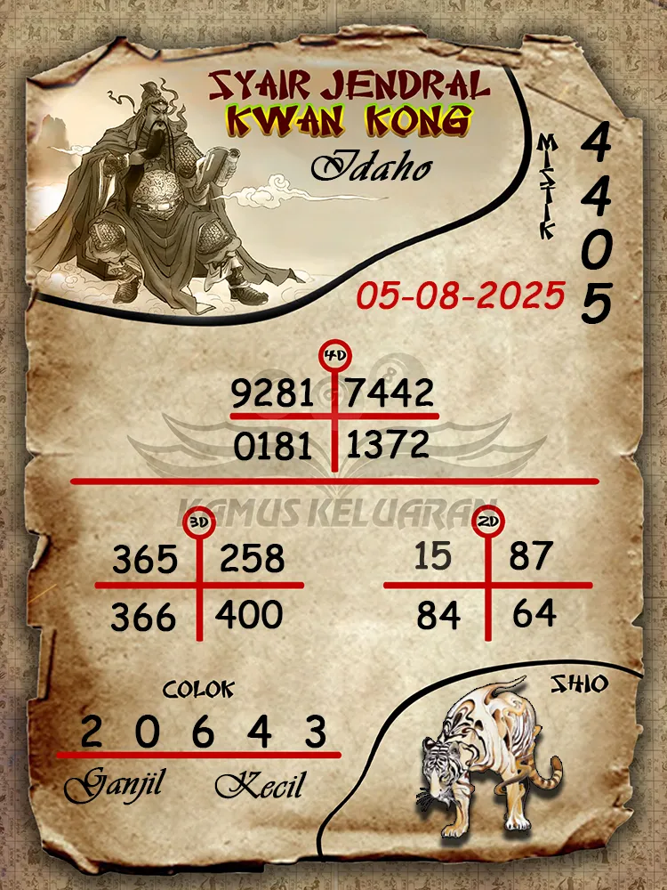 syair jendral kwan kong Idaho 05 08 2025