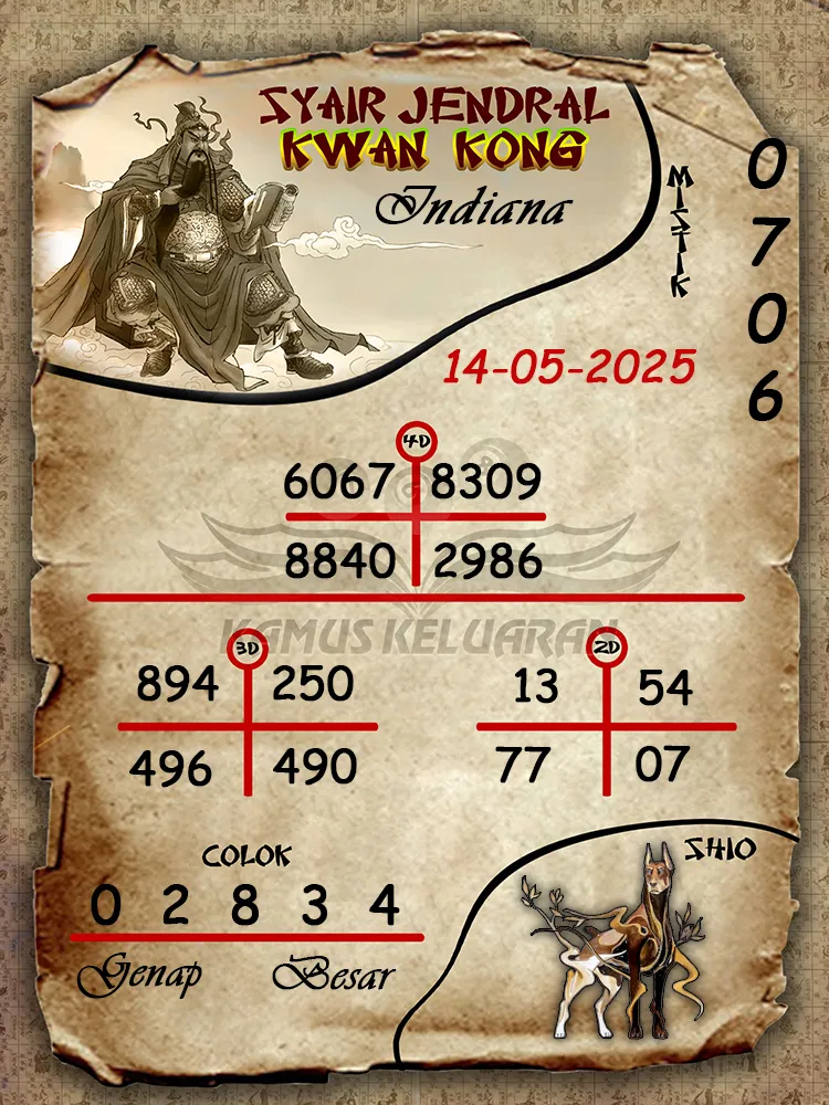 syair jendral kwan kong indiana 14 05 2025