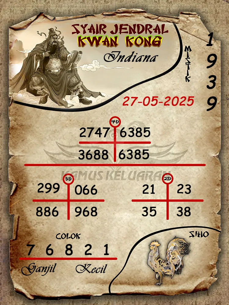 syair jendral kwan kong indiana 27 05 2025