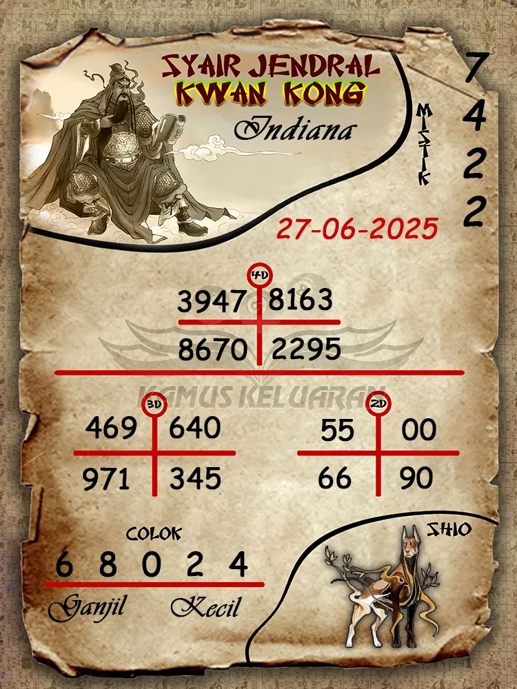 syair jendral kwan kong indiana 27 06 2025