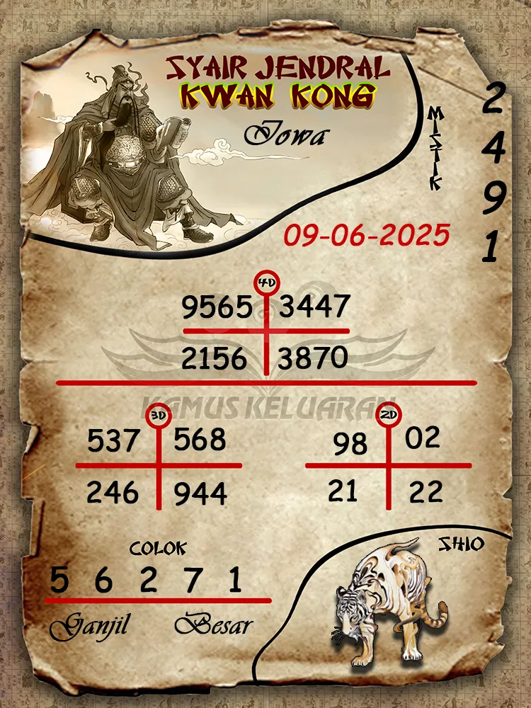syair jendral kwan kong iowa 09 06 2025