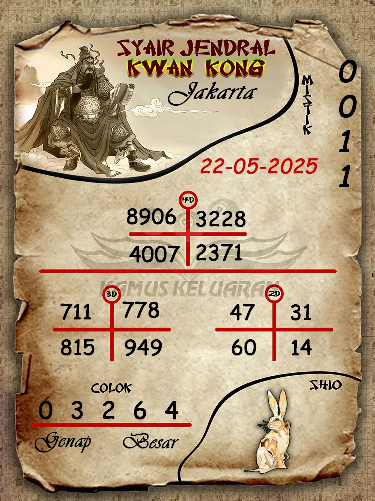 syair jendral kwan kong jakarta 22 05 2025