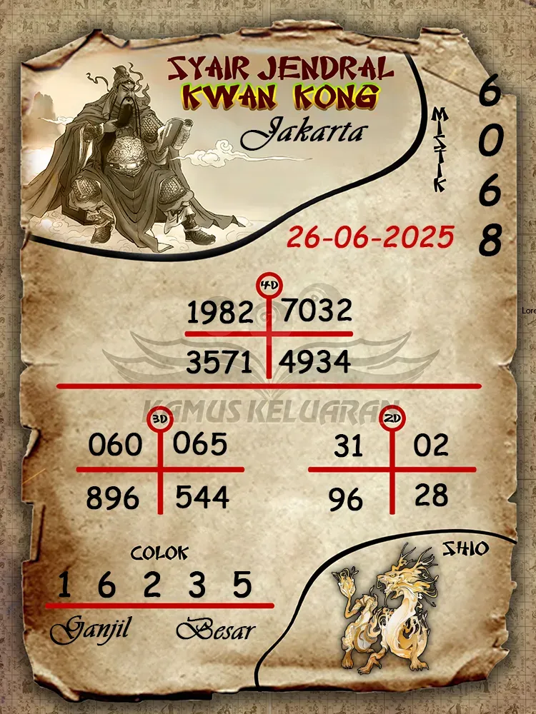 syair jendral kwan kong Jakarta 26 06 2025
