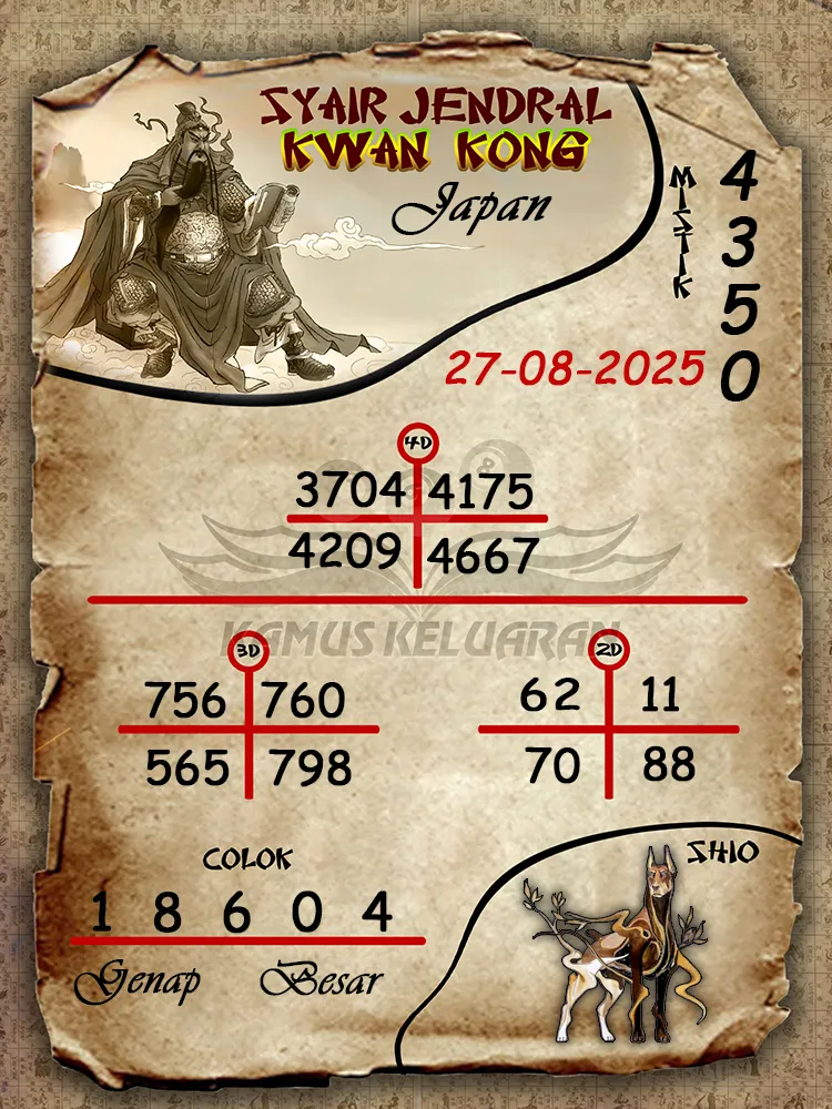 syair jendral kwan kong Japan 27 08 2025
