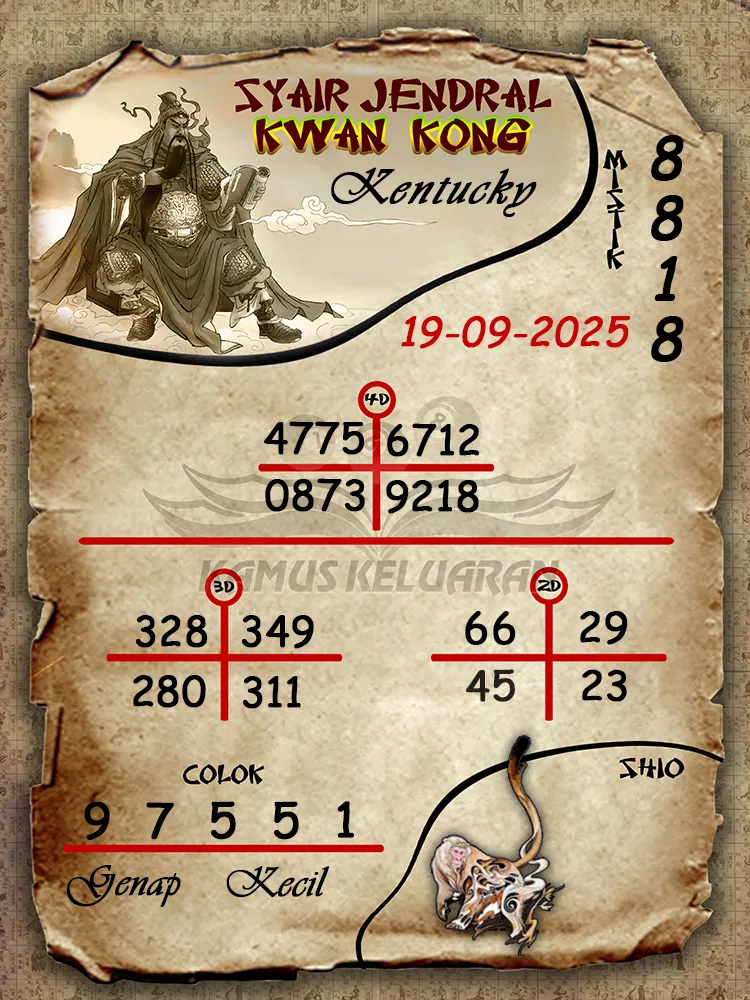 syair jendral kwan kong Kentucky 19 09 2025