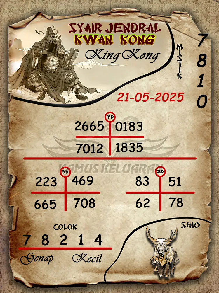 syair jendral kwan kong kingkong 21 05 2025