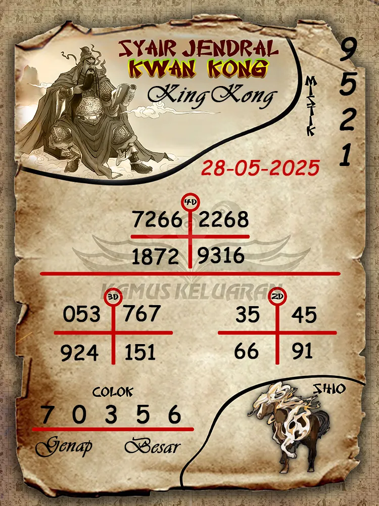 syair jendral kwan kong kingkong 28 05 2025